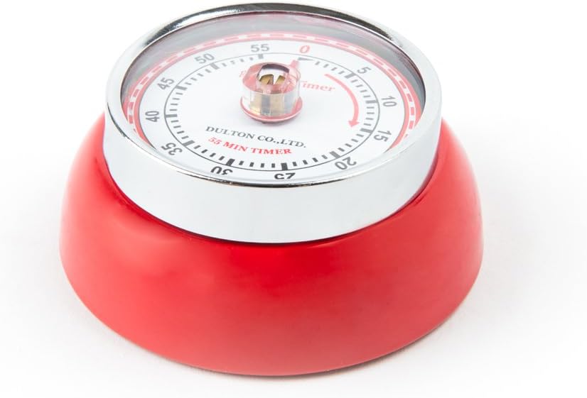 Fox Run Retro Kitchen Timer with Magnet, 55-Minute, Red