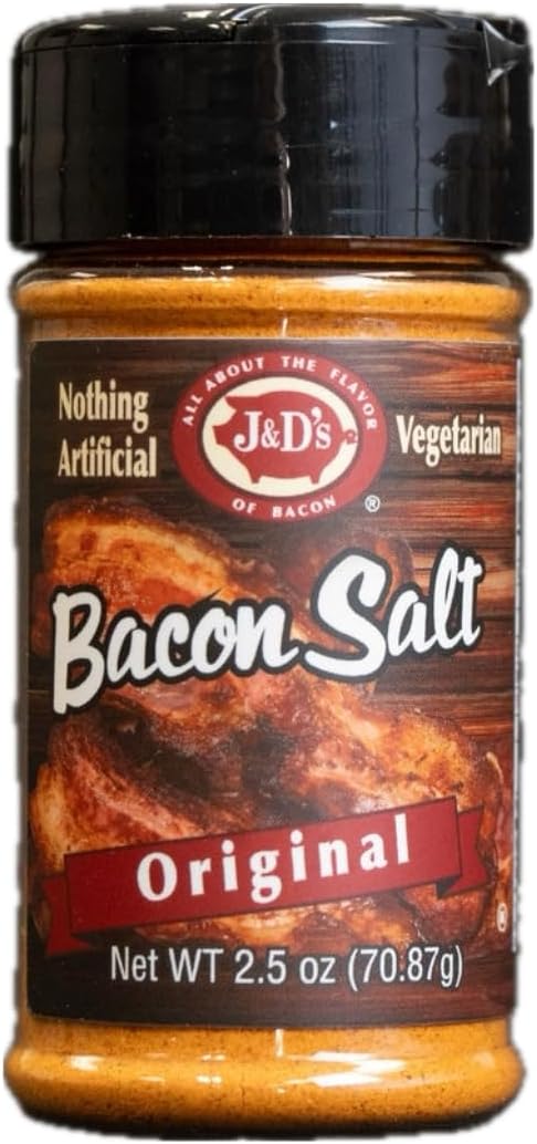 J&D's Bacon Salt, Original, 2.6 Ounce, Bacon-Flavored Seasoning Salt, Vegan, Vegetarian, Kosher