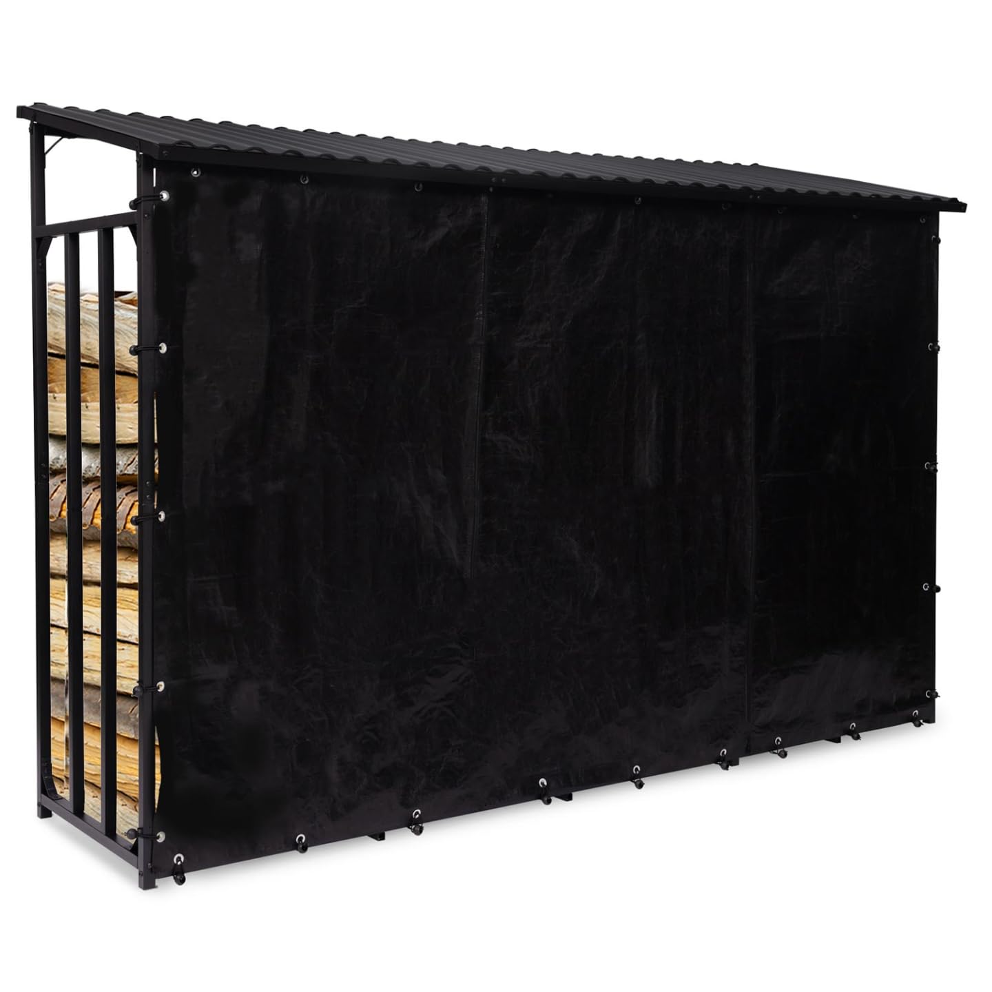 Abri de Stockage en Acier Galvanisé pour Bûches L. 274 cm avec Housse de Protection