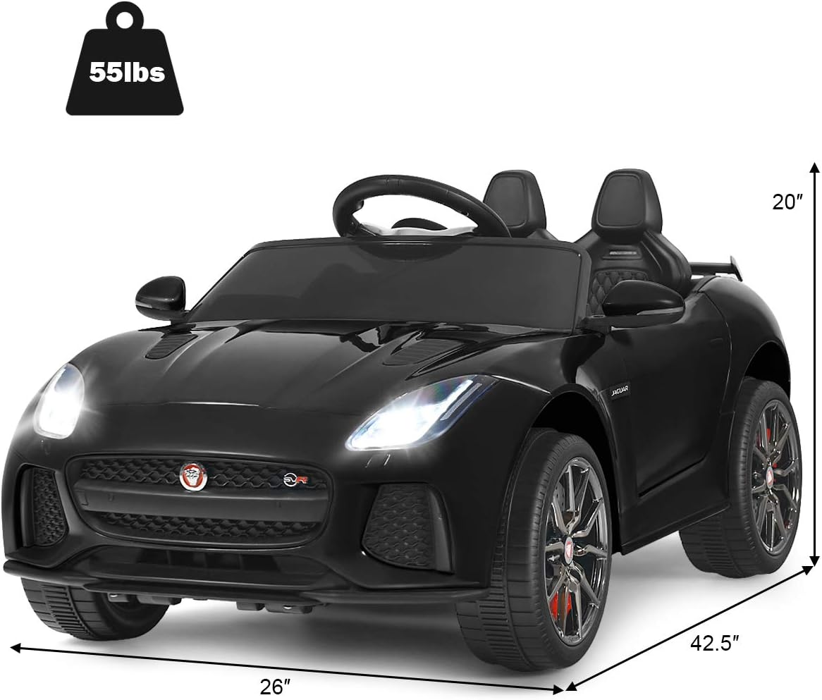 Uр Tо 40% оƒƒ HONEY JOY Kids Ride On Car, Jaguar F-Type 12V Battery Powered Motorized Vehicle w/Remote Control, Spring Suspension, Double Doors, Lights, Rechargeable Ride On Toys for Toddler Boys Girls (Black)