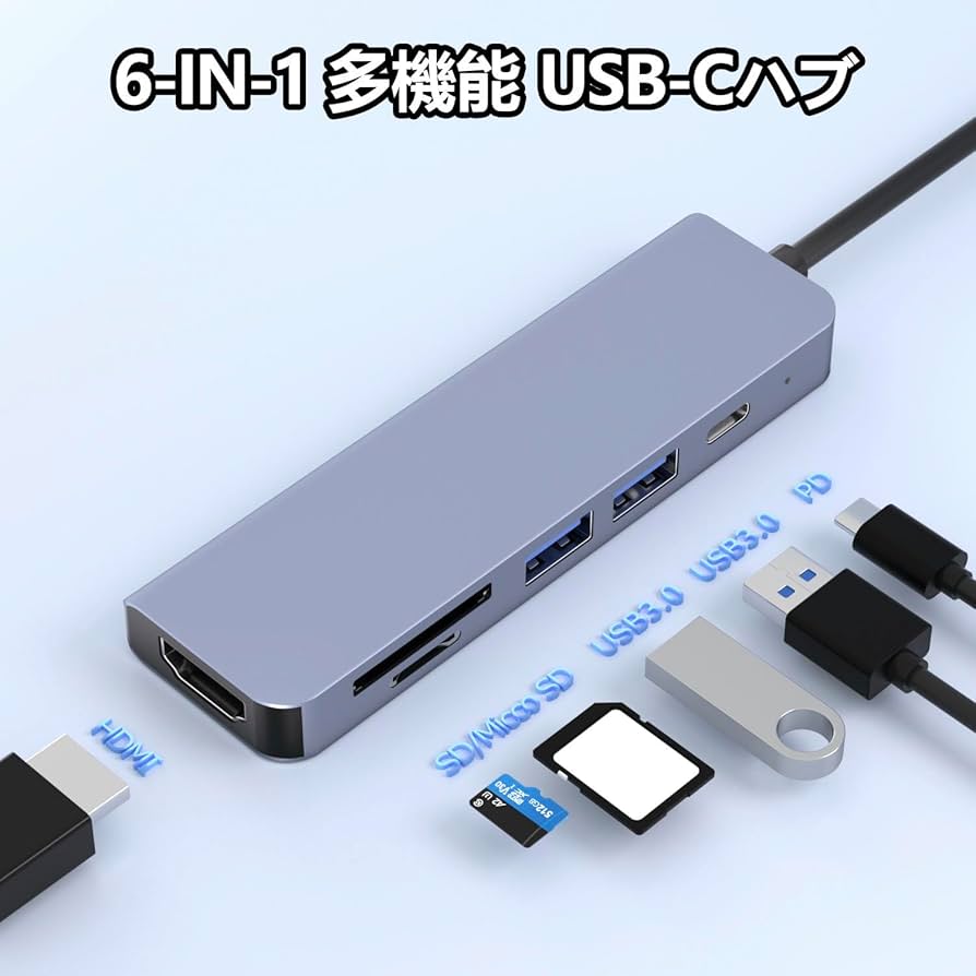 Amazon | USB-C ハブ 6-in-1「4K HDMI映像出力＋PD 100W 急速