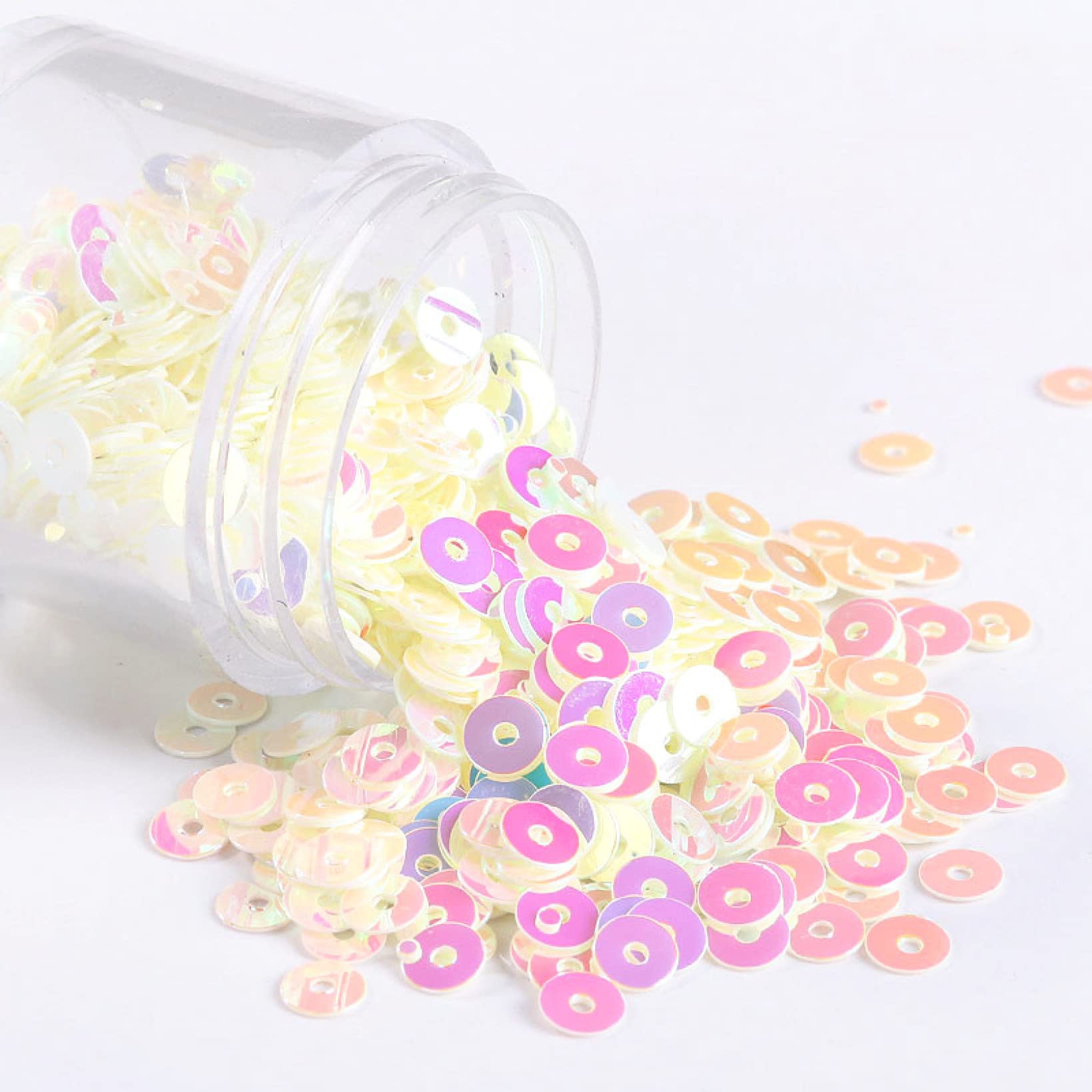 Luźne cekiny, Paillettes500 g DIY kolorowe cekiny przezroczyste okrągłe paillettes dekoracja paznokci manicure suknia ślubna akcesoria DIY materiał do szycia (kremowa biel)