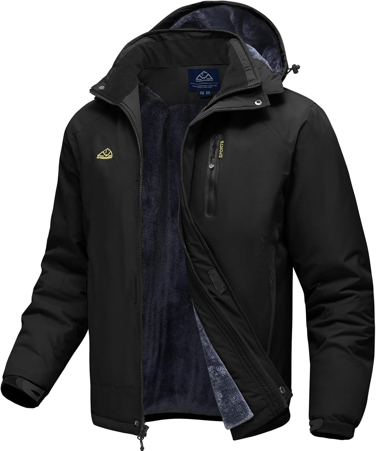 TBMPOY Men's Winter Ski Jacket Waterproof Warm Snow Insulated Coat Fleece Lined Snowboard Hooded Raincoat