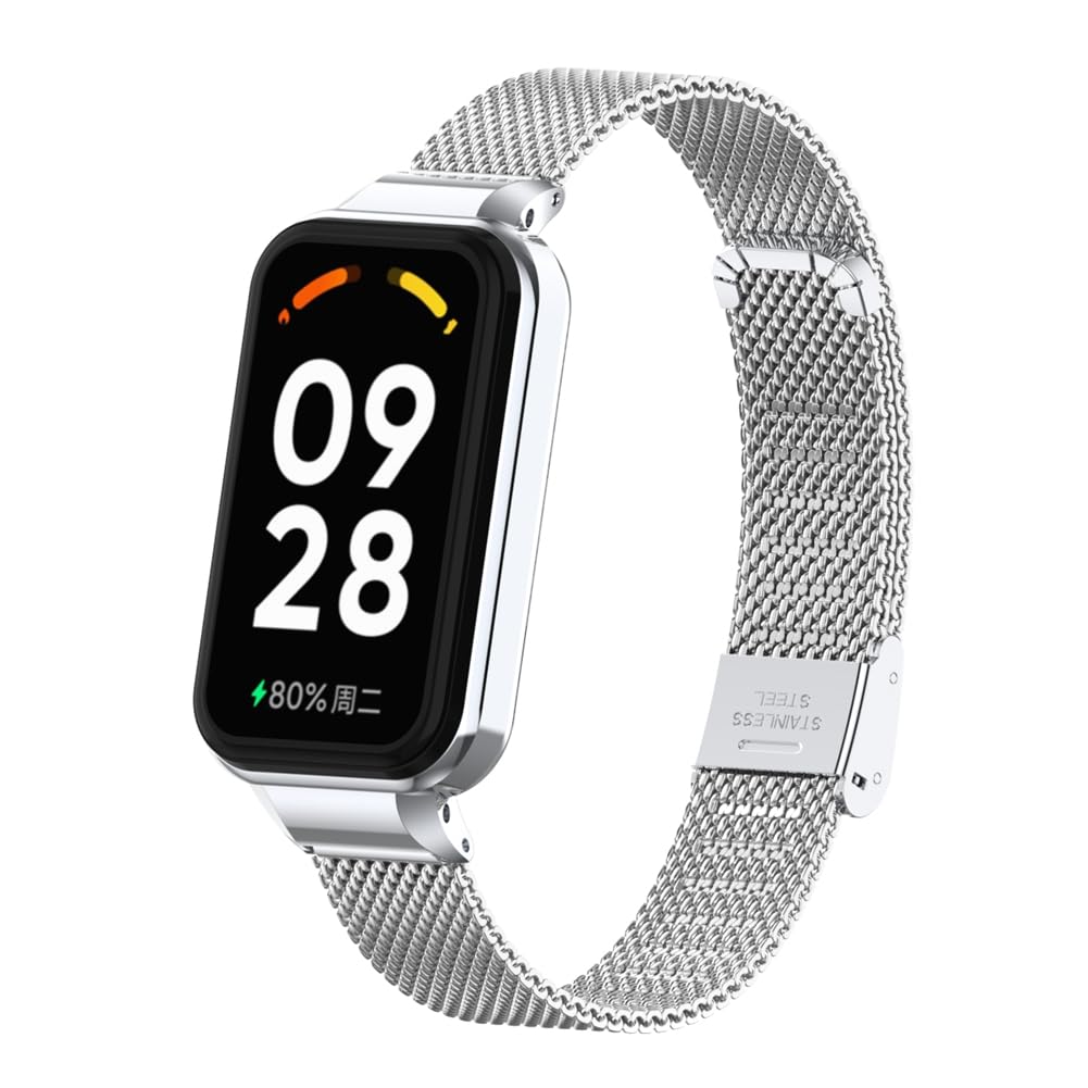 Cinturino In Acciaio Per Xiaomi Mi Band 9 E 8 - Bracciale Metallico Con 2 Pellicine Protettive - Foto 4