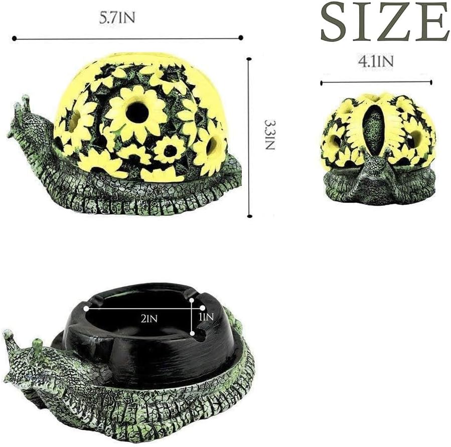 Ashtray for Outside Patio Outdoor Ashtrays with Lid Cute Snail Ashtray for Home Office Garden Outdoor Porch Decor Gift - Resin Material