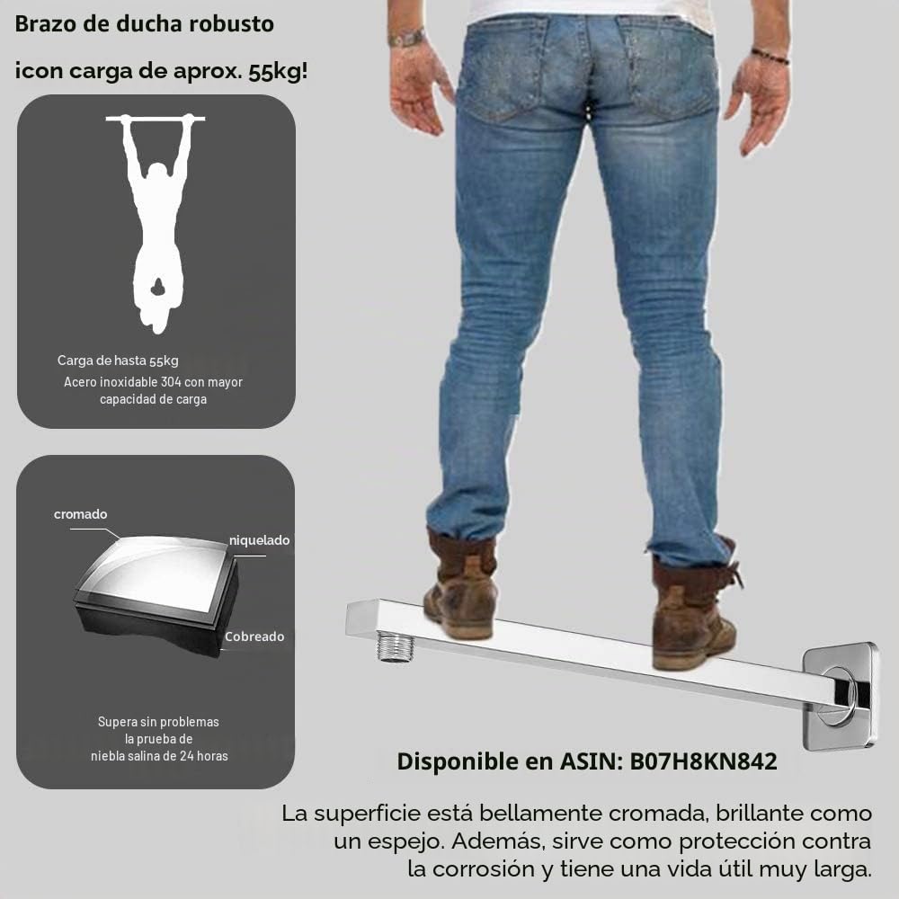 JOHO Rociador superior de ducha 16 Pulgadas, Cabezal de Ducha Lluvia Grande 40cm de fácil cuidado, Alcachofa de Ducha acero inoxidable 304 con ducha antical, Cuadrado 40x40cm Cromado