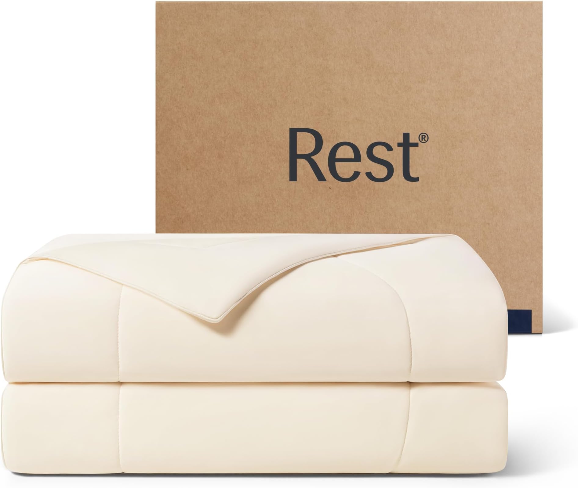 REST Evercool™ Comforter,Lightweight Cooling Down Alternative Duvet, for Night Sweats&Menopause Hot Flash Relief & Hot Sleepers,Soft,Quick Dry,Nontoxic,Machine Washable(Ivory,Queen,90"x90")