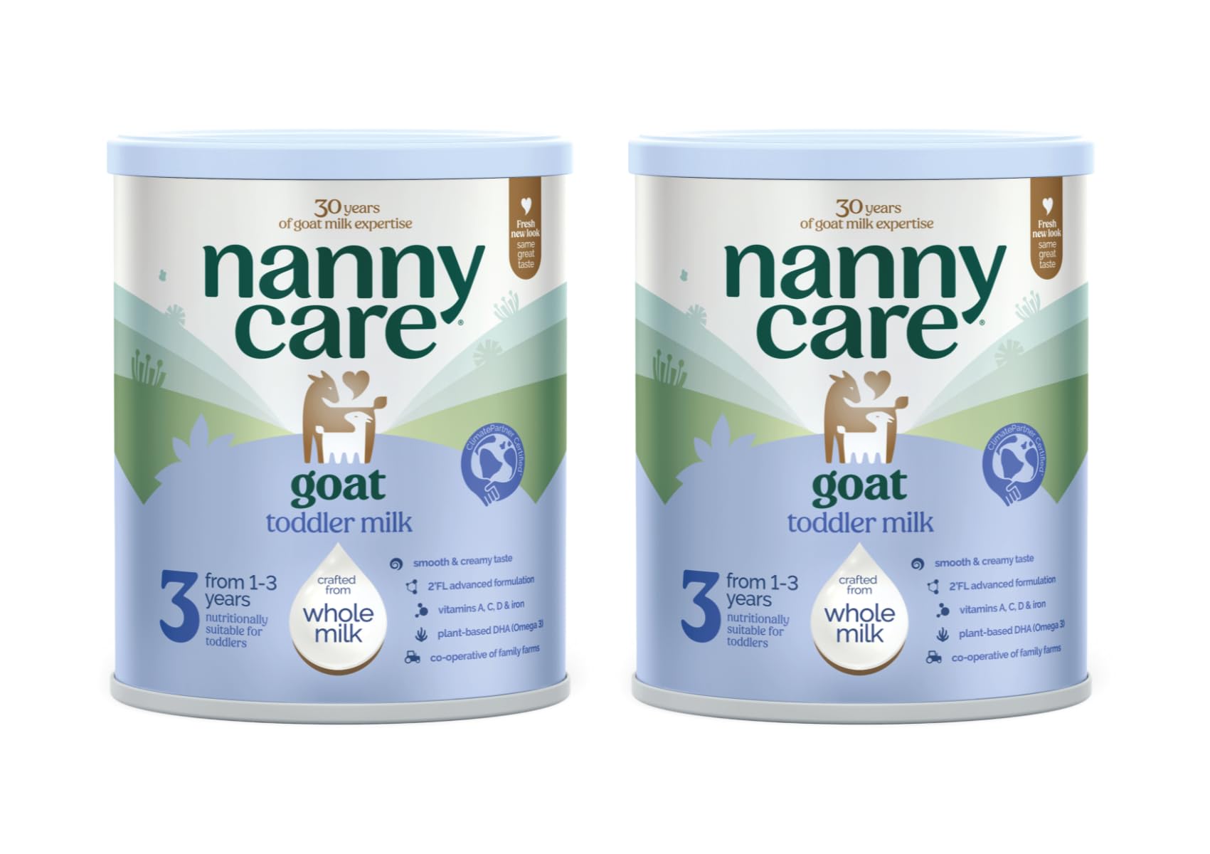 Nannycare Goat Based Toddler Milk – Stage 3 (From 1-3 Years) | Baby Powder Made from Whole Goat Milk | Nutritionally Complete Formula for Combination or Bottle Feeding – 800g (2 Pack)