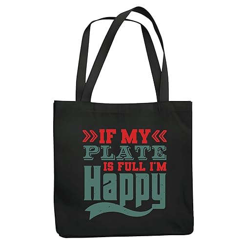 Gift of Cheer Food and Drink Lovers Enjoy Life Navy Black Multicolor Canvas Tote Bag