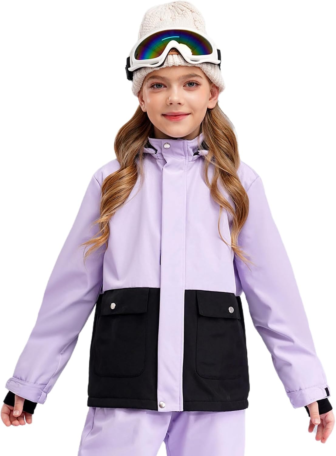 JEATHA Kids Girls Ski Jacket Waterproof Winter Coat Boy's Fleece Skiing Snowboarding Hooded Jackets