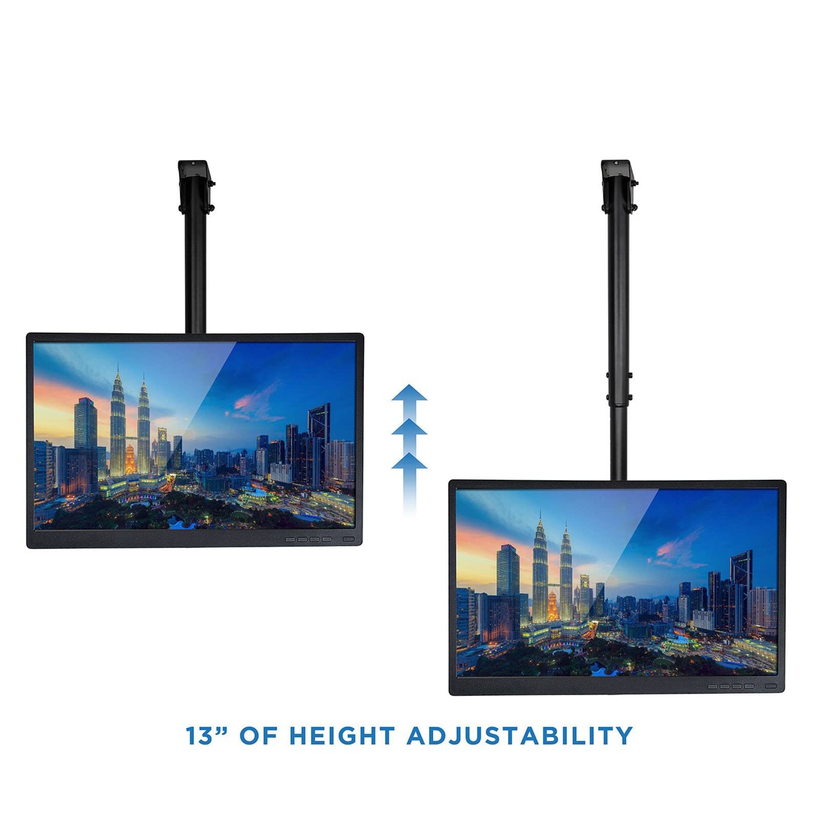 Uchwyt sufitowy do telewizora, regulowana wysokość, uchwyt ścienny do telewizora, pełny ruch obracany o 360 stopni, do płaskich telewizorów plazmowych LCD LED, OLED, pasuje do telewizorów o przekątnej