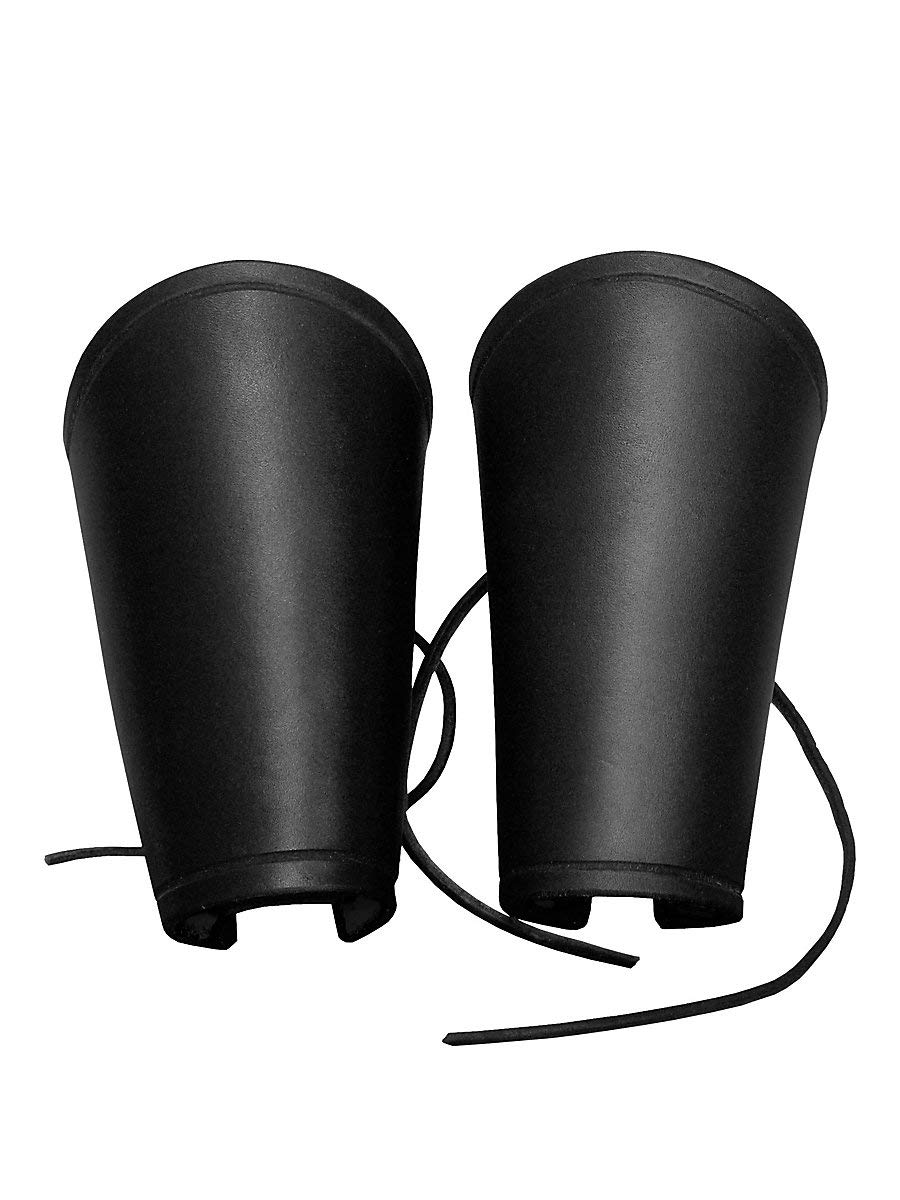 Andracor - Petits brassards en cuir véritable - Manchettes courtes pour enfants et adultes - Cosplay médiéval et Viking LARP - noir