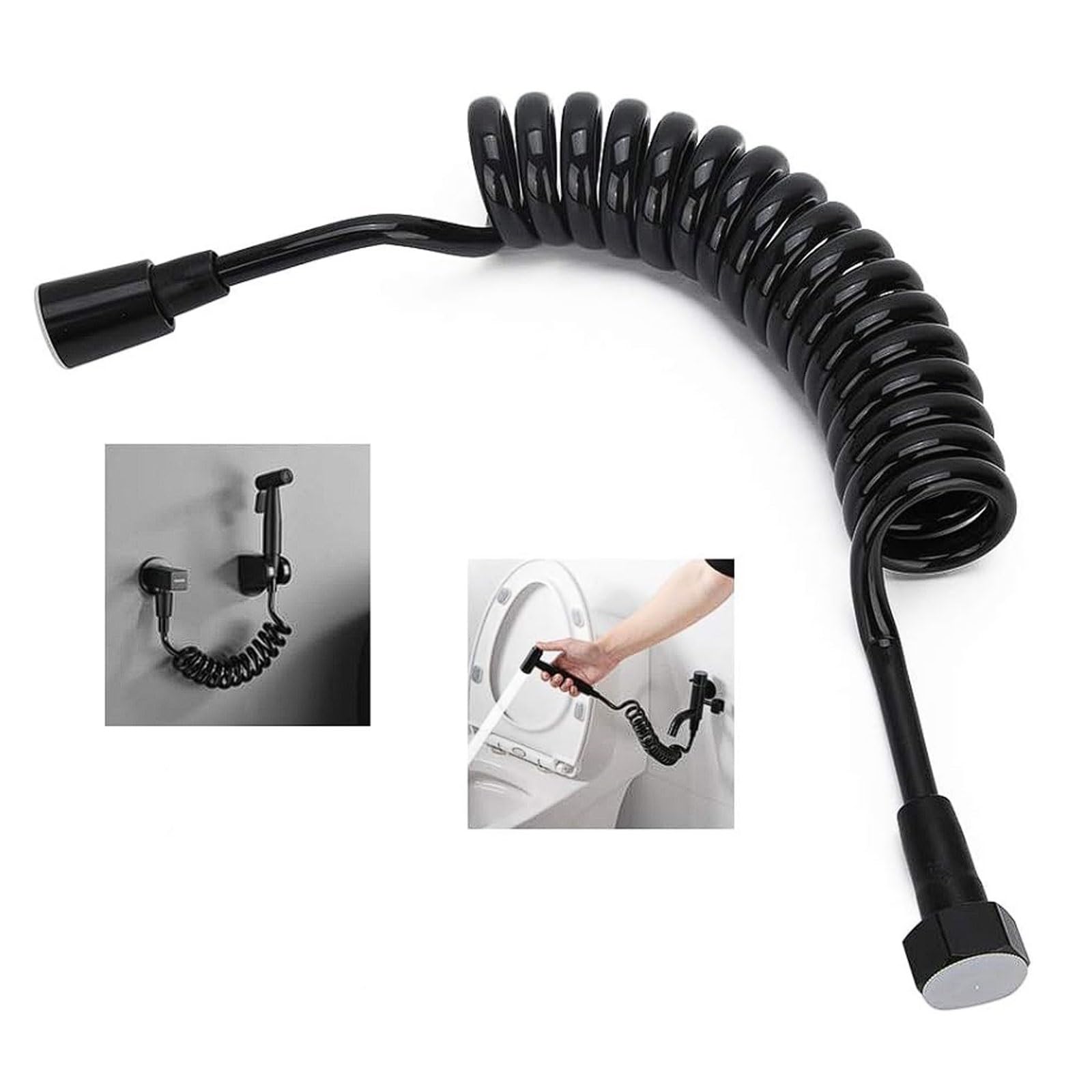 Manguera de resorte retráctil, manguera de ducha universal con accesorio de cobre, tubo rociador de bidé antienredos para uso en inodoro