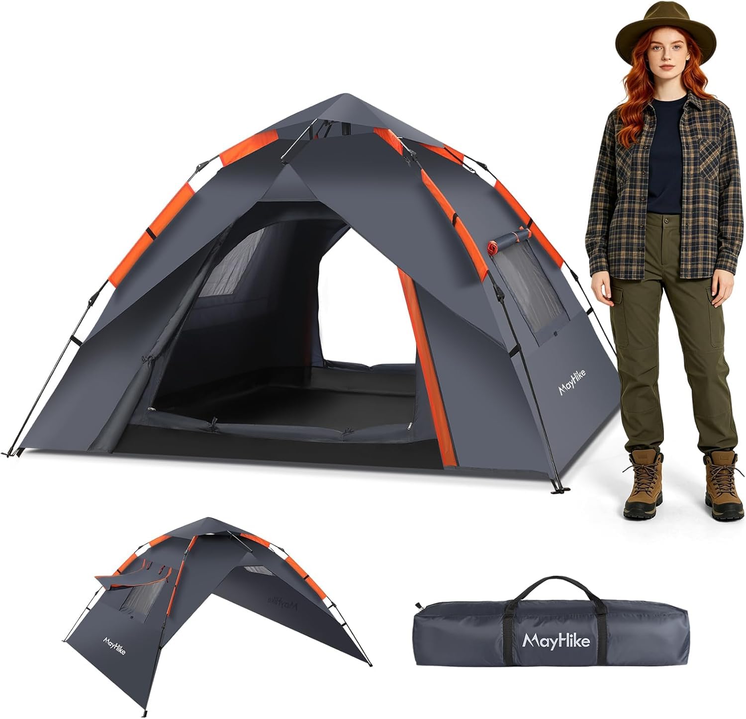 Camping Zelt 2 Personen Wurfzelt – Automatik Pop Up Zelt wasserdicht 3000mm mit 2 Türen und 2 Fenster, atmungsaktiv & luftdurchlässig, schnell aufbaubar für Camping, Strand & Festival (2.3×2.3×1.35m)