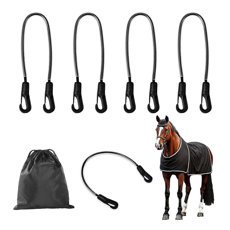 Cintas Elásticas Ajustáveis para Manta de Cavalo com Presilhas Duplas Xanadued, 5 Unidades