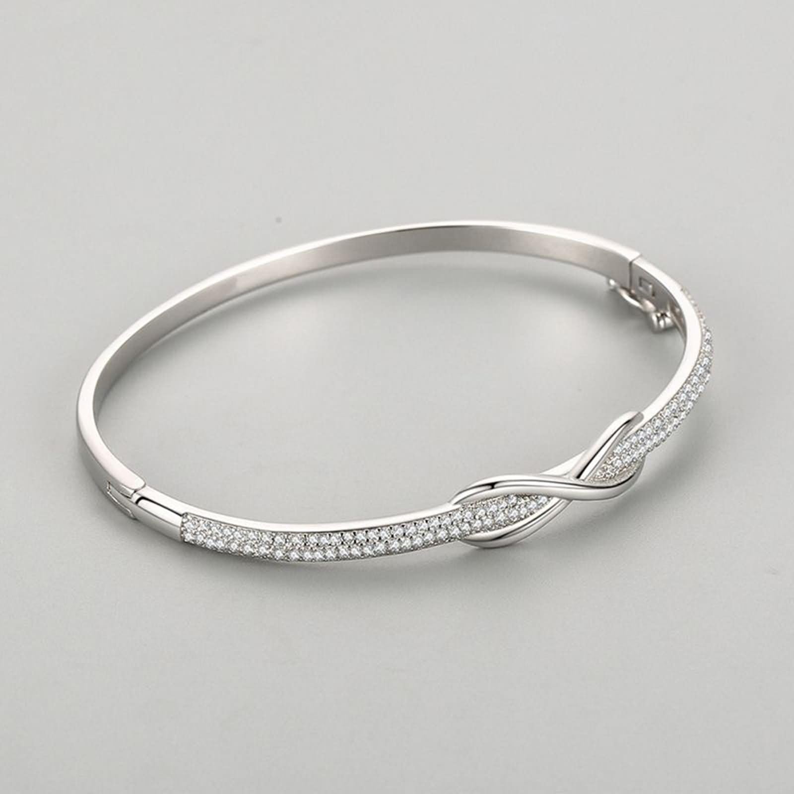 Pulseras Mujer de Oro Blanco 9 K / 14 K / 18 K, Infinito con Moissanita, Cadena 16 CM, Pulseras Plata Mujer