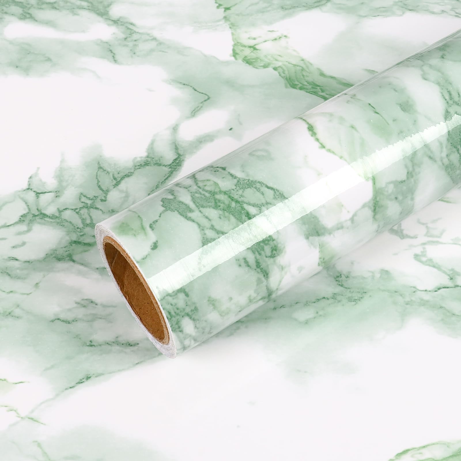 Veelike Green And White Marble Wallpaper Vinyl Kitchen Worktop Covering Self Adhesive Sticky Back Plastic Roll 40Cm X 300Cm Contact Paper Washable Wallpaper For Kitchen Bedroom Dining Room