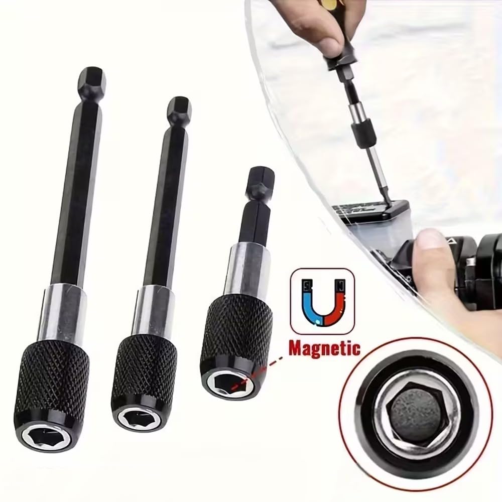 3-Piece Magnetic Bit Holder Extension Set, Quick Release Universal Impact Drill Adapter for Home DIY Projects view 4