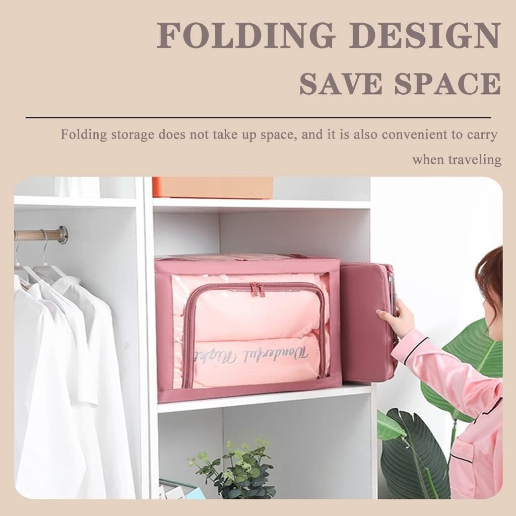 Bolsas Almacenaje Ropa Bolsa De Almacenamiento De Gran Capacidad Con Asa Espesor Plegable Bolsa De Almacenamiento Grande Organizador Cubo De Almacenamiento Organizador Armario Para Edredones(E,50*40*3