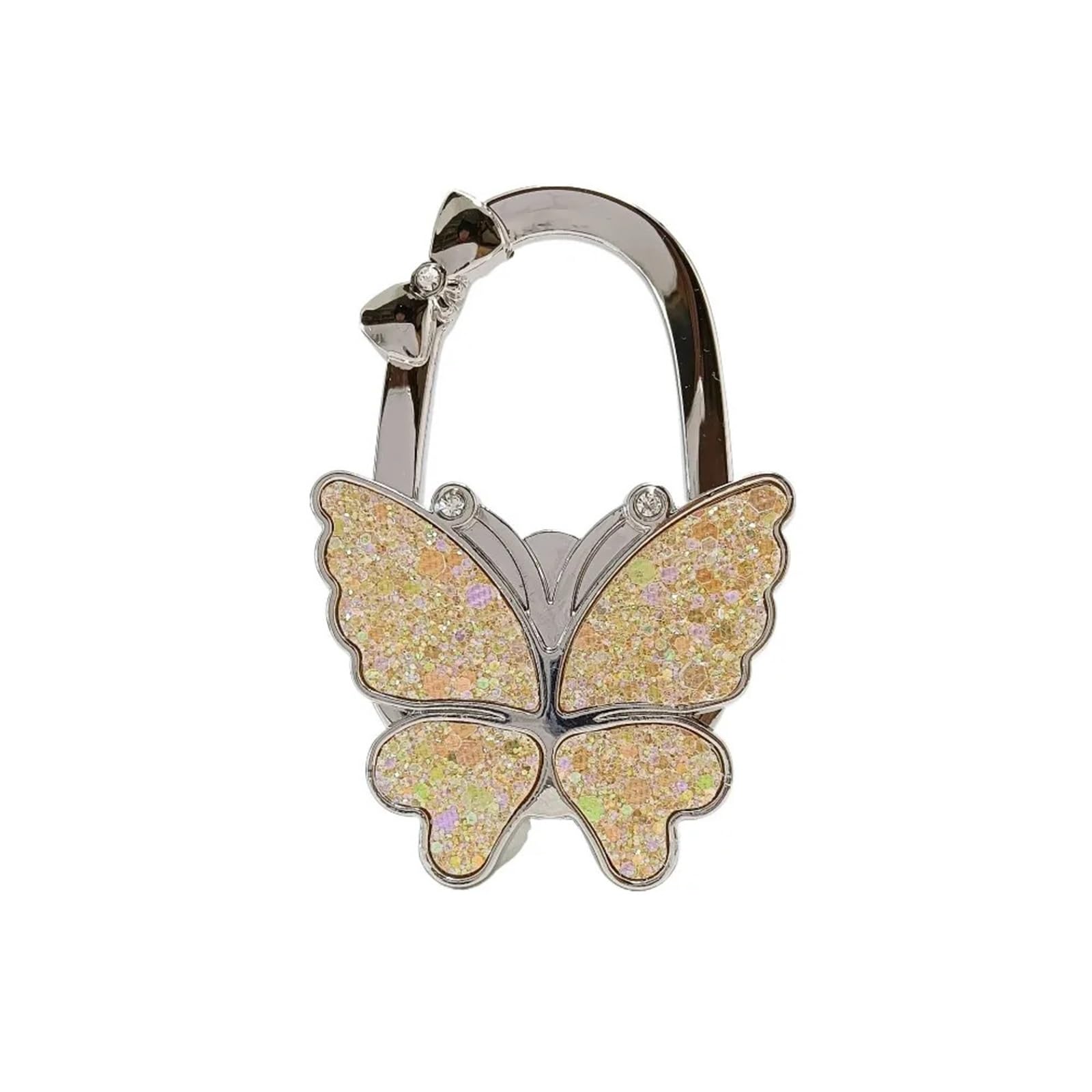 LCKKJHG 2pcs Pretty Butterfly Handbag Hook for Women Foldable Creative Purse Portable Table Hanger(Gold)