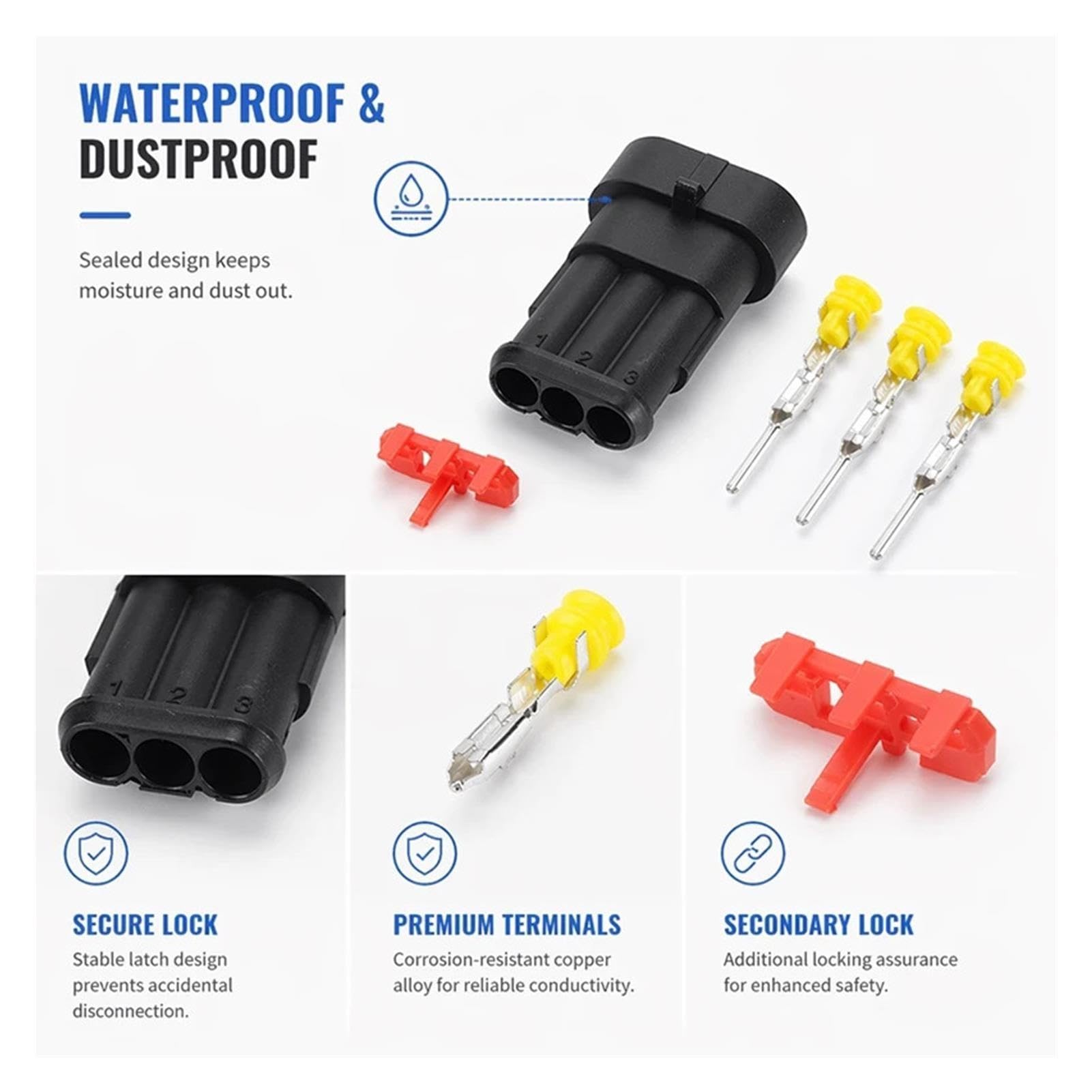 Waterproof Automotive Electrical Wire Connectors Kit 1-6 Pin Male Female Plug Socket Ratchet Crimping Tool