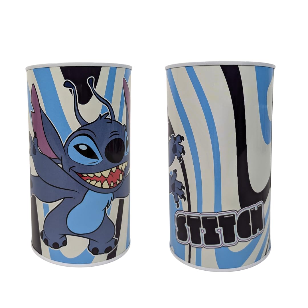 My sweety pop Stitch Metal Money Box Blue - School - Coin Storage - 17.5cm - Gift Idea