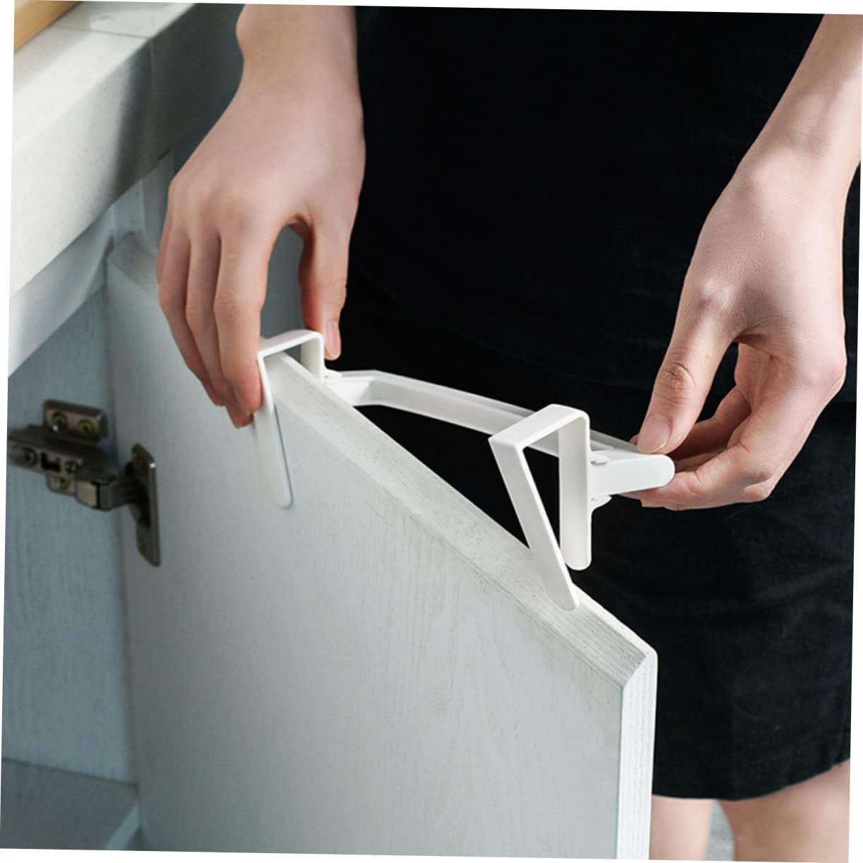 Garneck Over Door Storage Cabinet Door Rack Plastic Clip-on Towel Holder for Kitchen/Bathroom