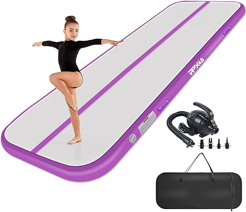 Miniatura 9 de PPXIA Colchoneta de gimnasia de 10131620 pies, colchoneta de aire para niños de 48 pulgadas de grosor con bomba de aire eléctrica para uso
