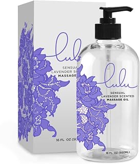 Lulu Lavender Massage Oil with Jojoba & Lavendar Oils, Nourishing Aromatic Non-Greasy Body Oil, Smooth Skin & Relaxation, Aromatherapy for Date Night, Couples Massage & Massage Therapy, 16 fl oz Pump