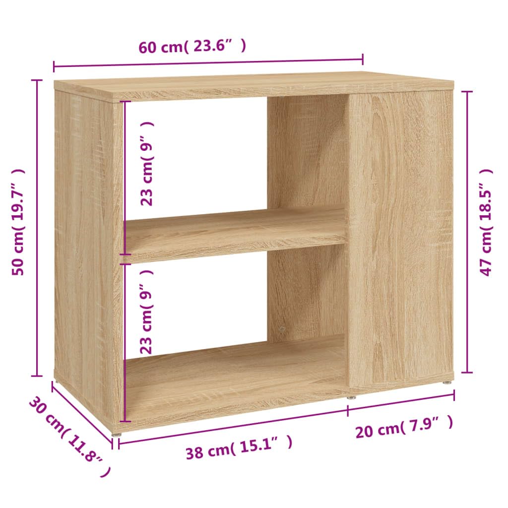 Mobiletto Salotto Rovere Sonoma 60x30x50 cm Legno Multistrato | Mobile versatile per soggiorno o camera con due ripiani aperti, perfetto accanto al divano come tavolino salvaspazio.