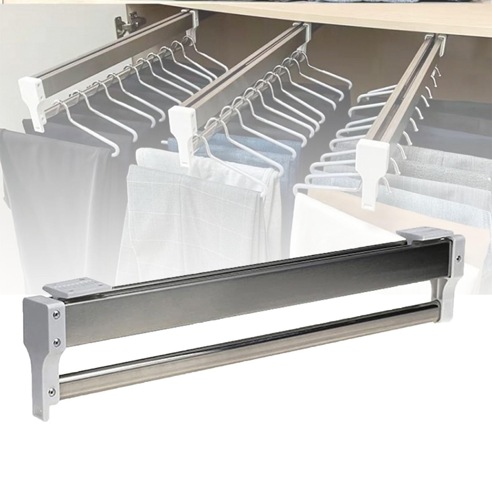GLETSF Adjustable Retractable Clothes Rail 30-80cm,size_name-600mm/23.6inch