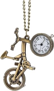 Pocket Watch Cool Motorcycle Shape Quartz Pocket Watch Unique Fashion Necklace Pendant Clock Best Birthday Gifts for Kids Boys Girls