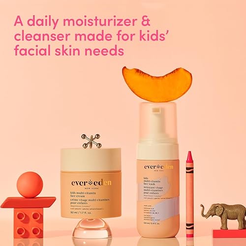 Miniatura 5 de Evereden Kids Happy Face Duo Crema facial para niños, 1.7 onzas y lavado facial para niños, 3.4 onzas líquidas, aroma fresco de melocotón, juego de
