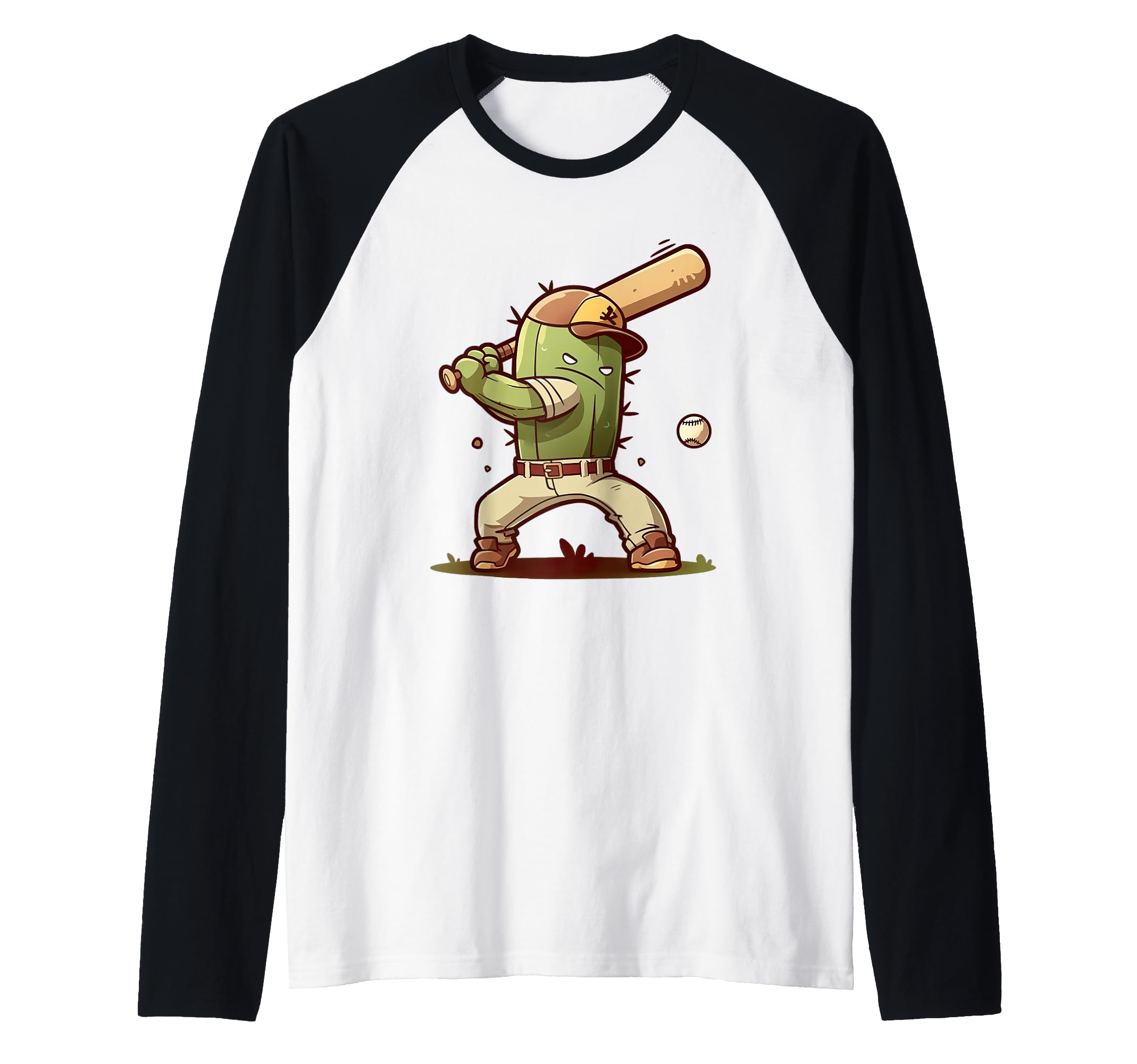 Cactus Playing Baseball League Game Baseball Practice Player Raglan Baseball Tee