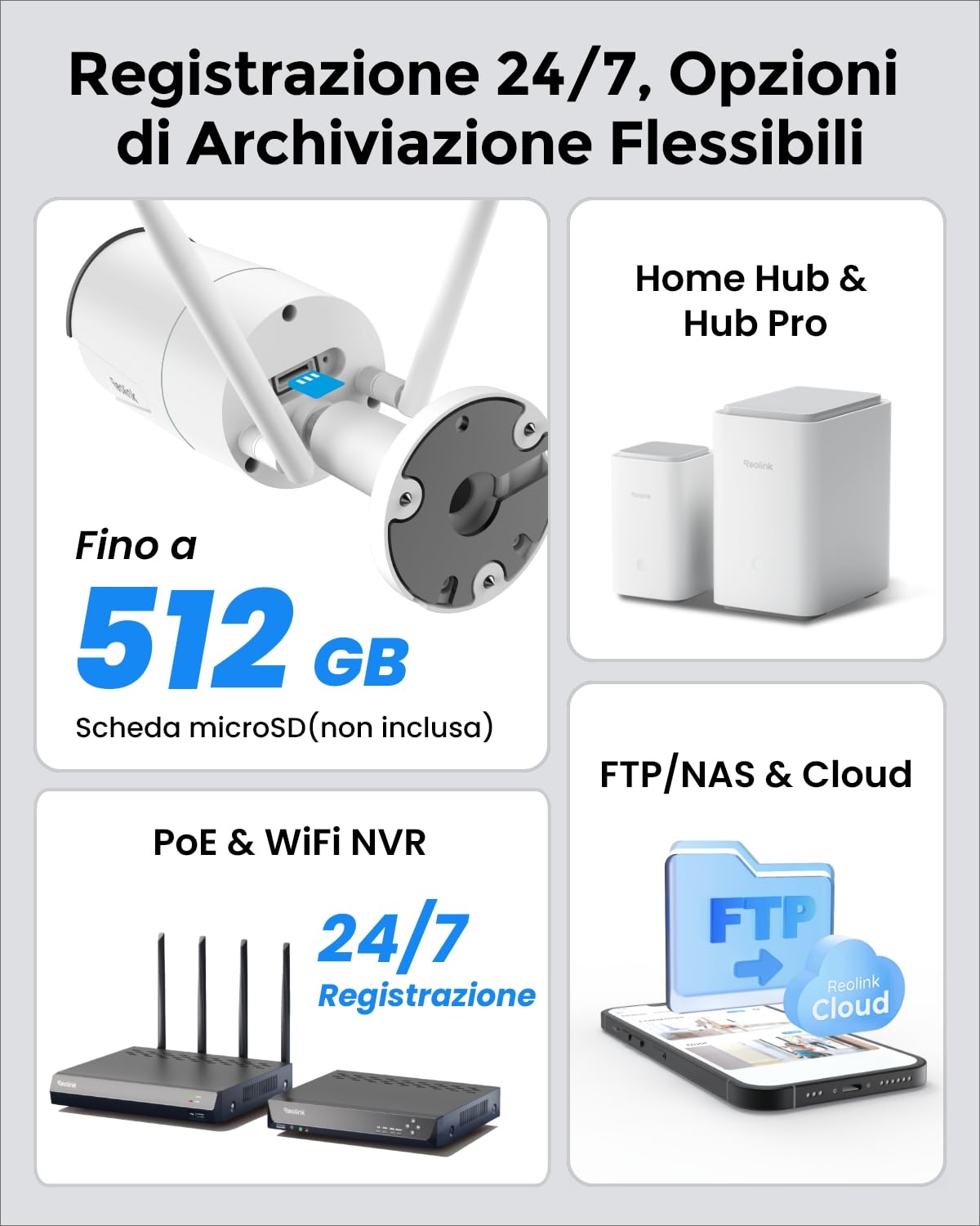 Reolink 5MP Telecamera Wi-Fi Esterno con WiFi 2,4/5 GHz, IP Camera con Rilevamento di Persone/Veicoli/Pet, Visione Notturna a Infrarossi, Slot per Scheda microSD, Impermeabile, Time-Lapse, RLC-510WA