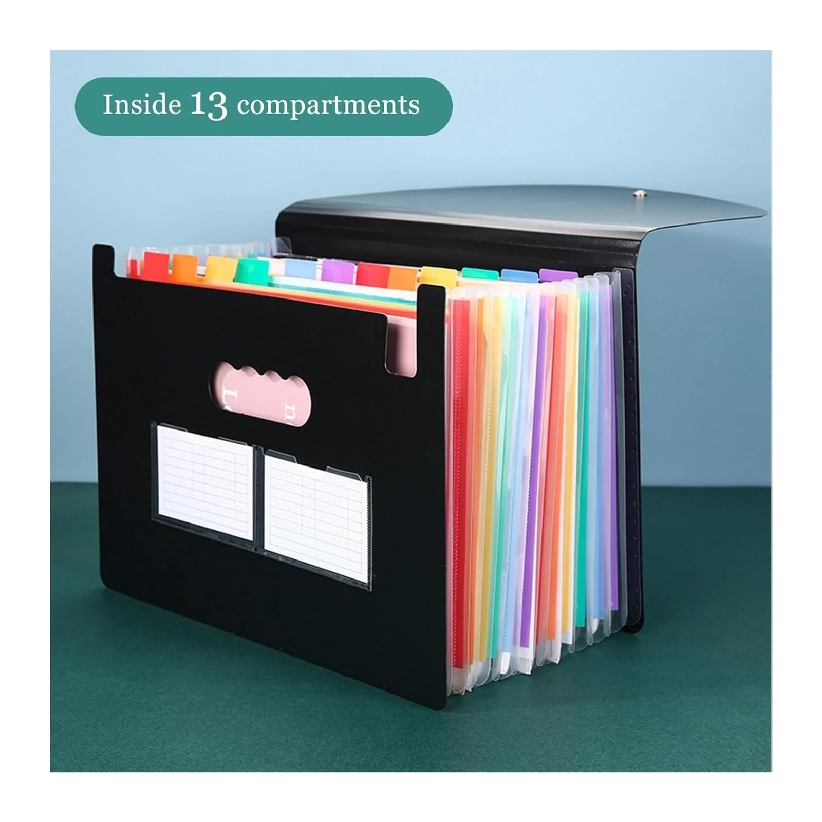 Cartella espandibile, Scatola Portadocumenti espandibile for Fisarmonica Nera 13 o 24 Tasche | Black-24 Pockets