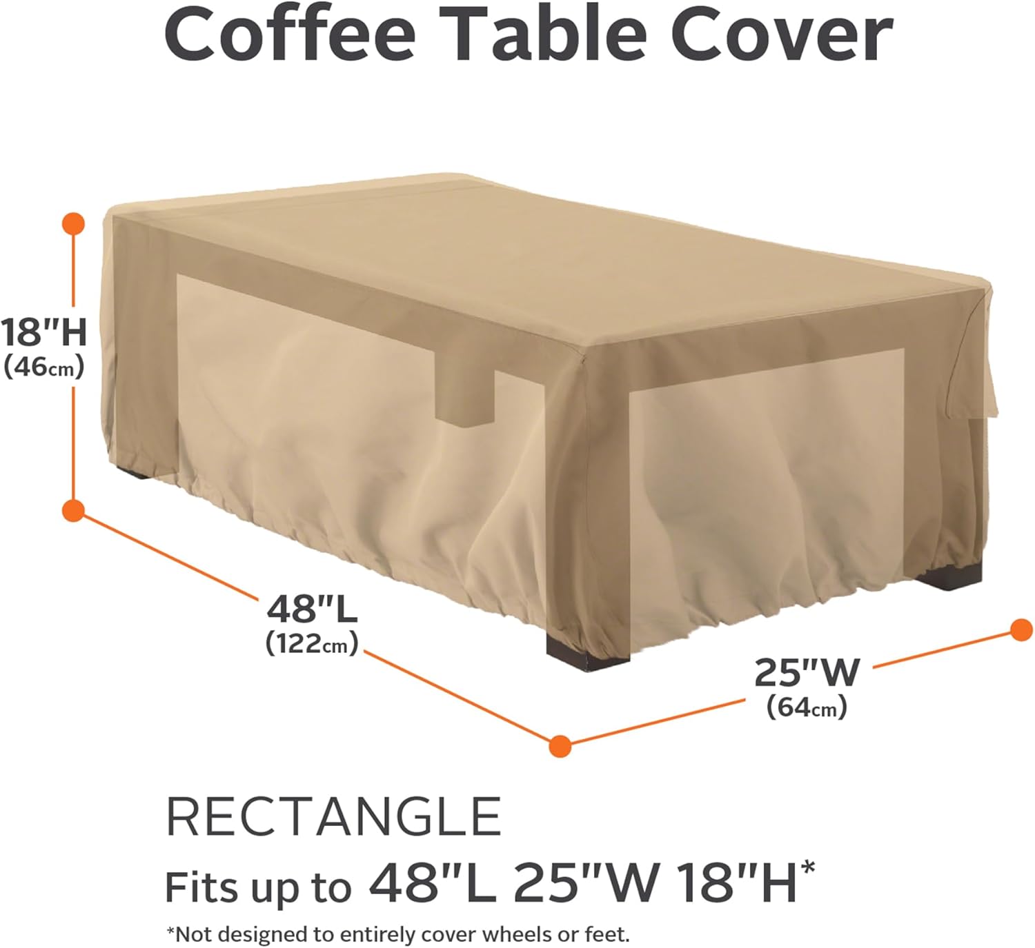 Classic Accessories Terrazzo Water-Resistant 48 Inch Rectangular Patio Coffee Table Cover, Outdoor Coffee Table Cover