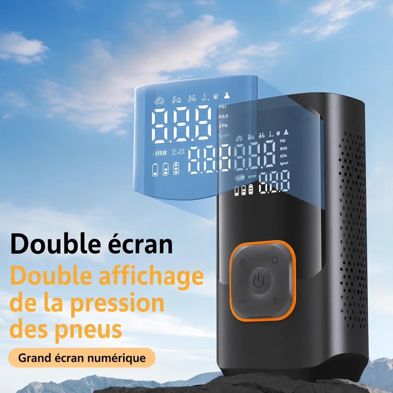 Inflador Ruedas Coche Inflador de neumáticos portátil, compresor de Aire, Bomba de Aire inalámbrica de 150PSI con manómetro Digital y luz LED Compresores de Aire portátiles