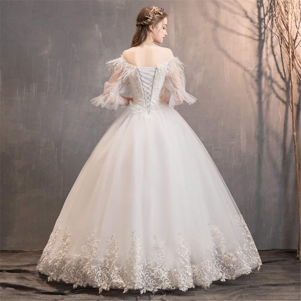Vestido de Noche de Bodas de Dama de Honor Largo con Encaje Sexy Femenino, Blanco, l