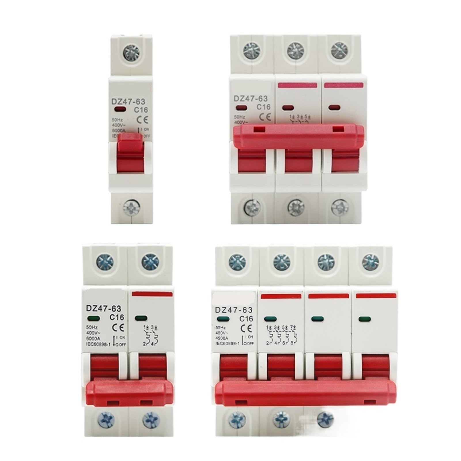 GVBAEPIEO DZ47 1-4P 3A-63A 400V C Type Mini Circuit Breaker MCB Short Overload Protector 35mm Din Rail Mount Breaking Capacity 6KA 1Pcs(25v,1P)