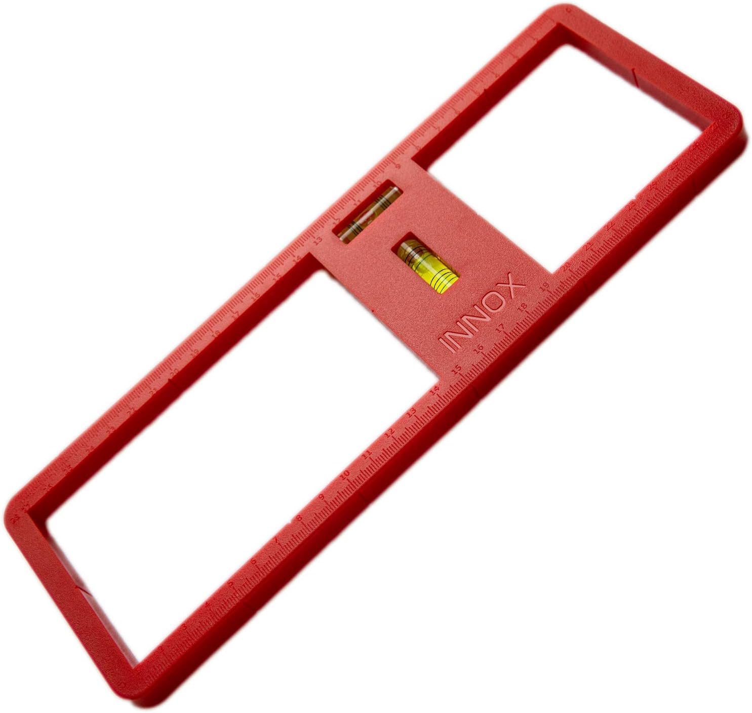 Electrical Socket Back Box Cutting Template - with Vertical and Horizontal Spirit Levels I Electricians Tools I Double Plug Sockets I Double Socket Back Box I Spirit Level (Red)