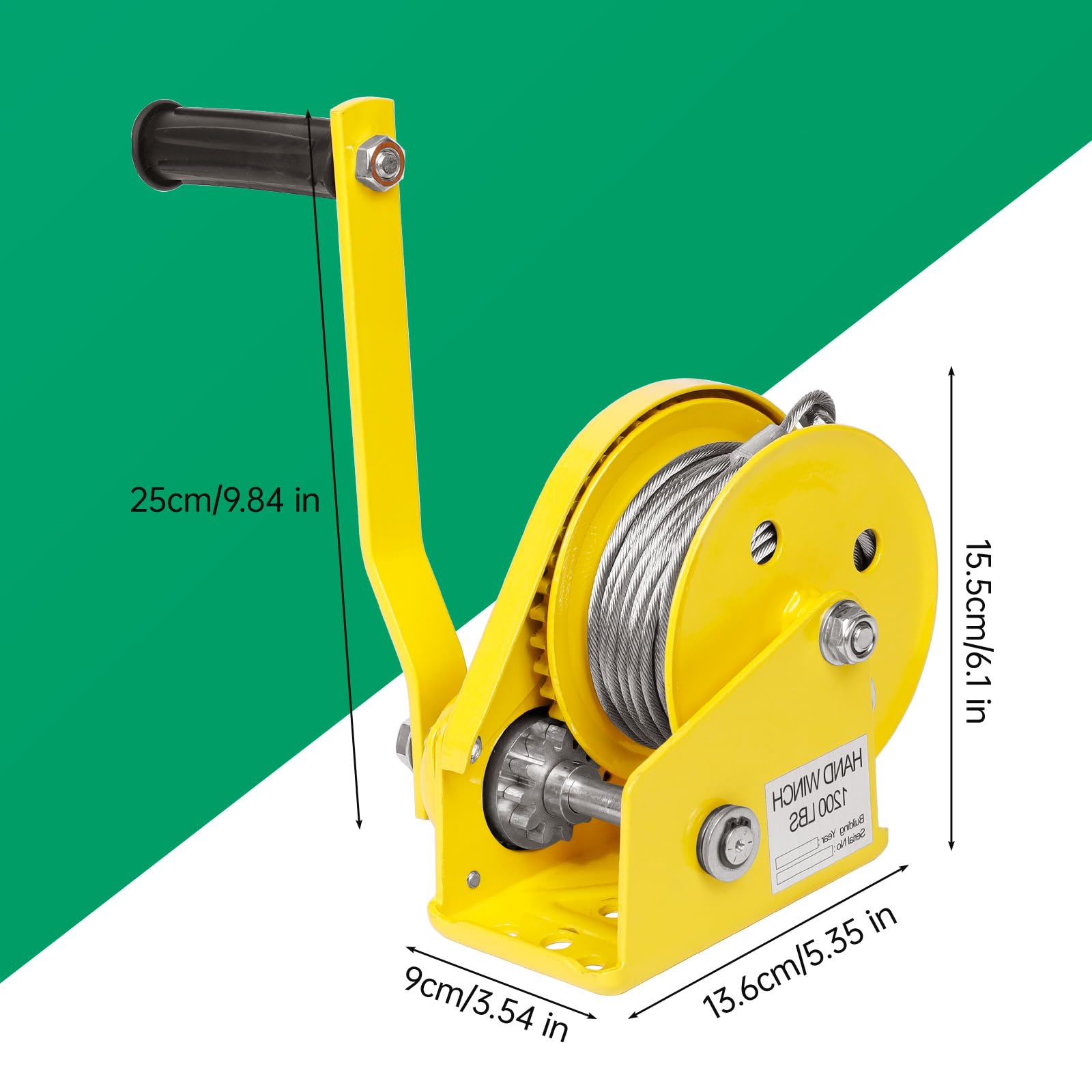 Gru di sollevamento per condizionatore d'aria, 181,4 kg, cavo in acciaio galvanizzato da 15 m, strumento di sollevamento CA con verricello manuale, base pieghevole e maniglia antiscivolo per