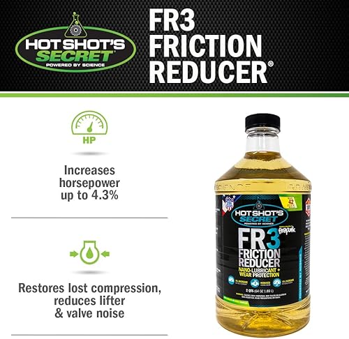 Miniatura 4 de Hot Shot's Secret Reductor de fricción FR3 64oz. Aditivo de aceite sintético Protege el motor y mejora el rendimiento, modificador de fricción para