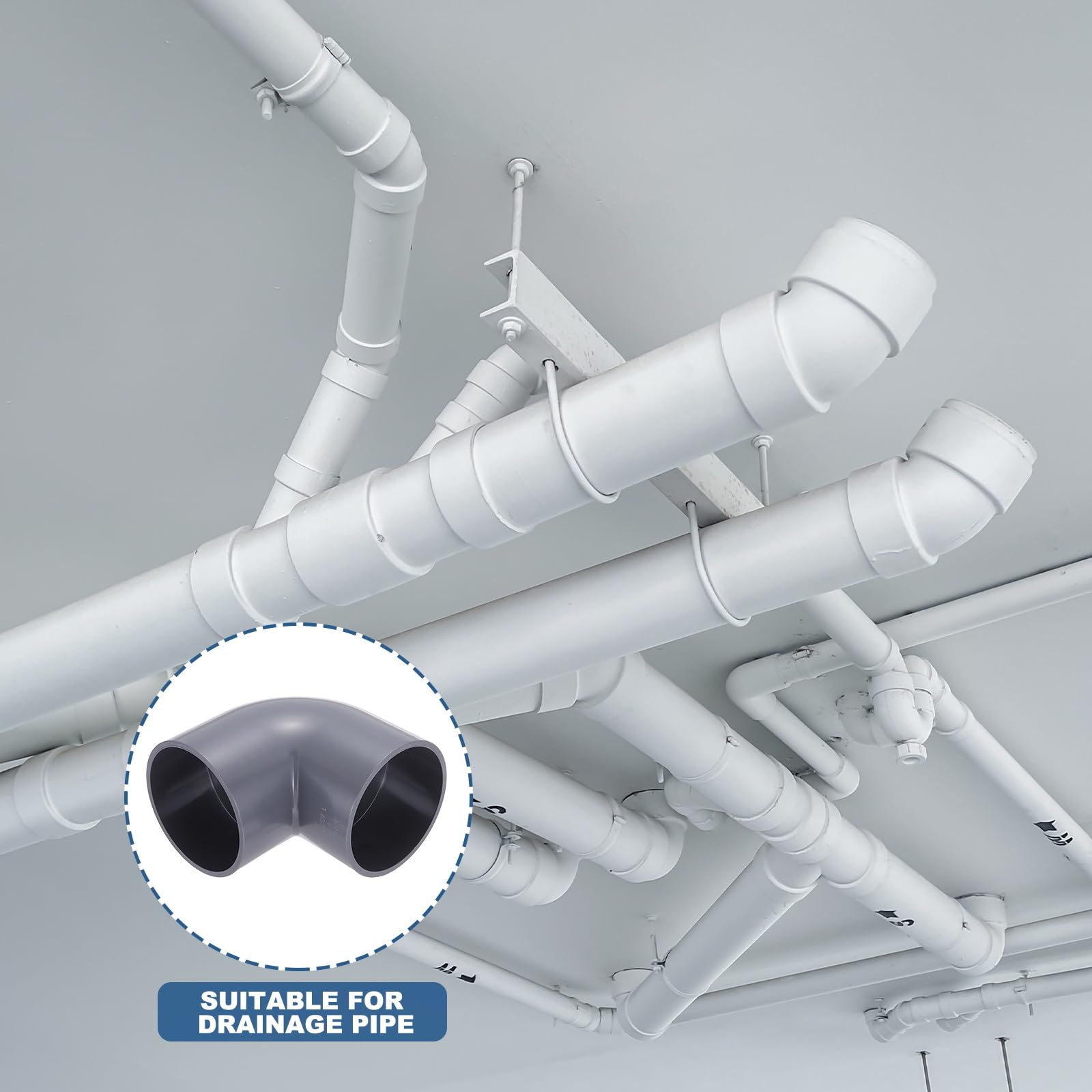 PATIKIL Gomito A 90 Gradi Per Condotti Da 5" OD, 2 Pezzi Adattatore Per Tubi Flessibili Asciugatrice PVC Plastica Per Sistemi Di Ventilazione O Tubi Diritti DIY Casa Fabbrica, Grigio