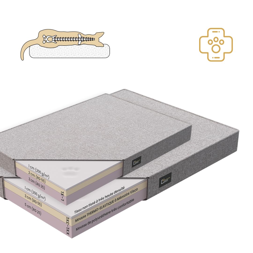 Lit orthopédique pour Chien Bruno pour Grands, Moyens et Petits Chiens - Coussin pour Chien, Matelas pour Chien Mousse à mémoire de Forme Confortable Durable (L, Gris)