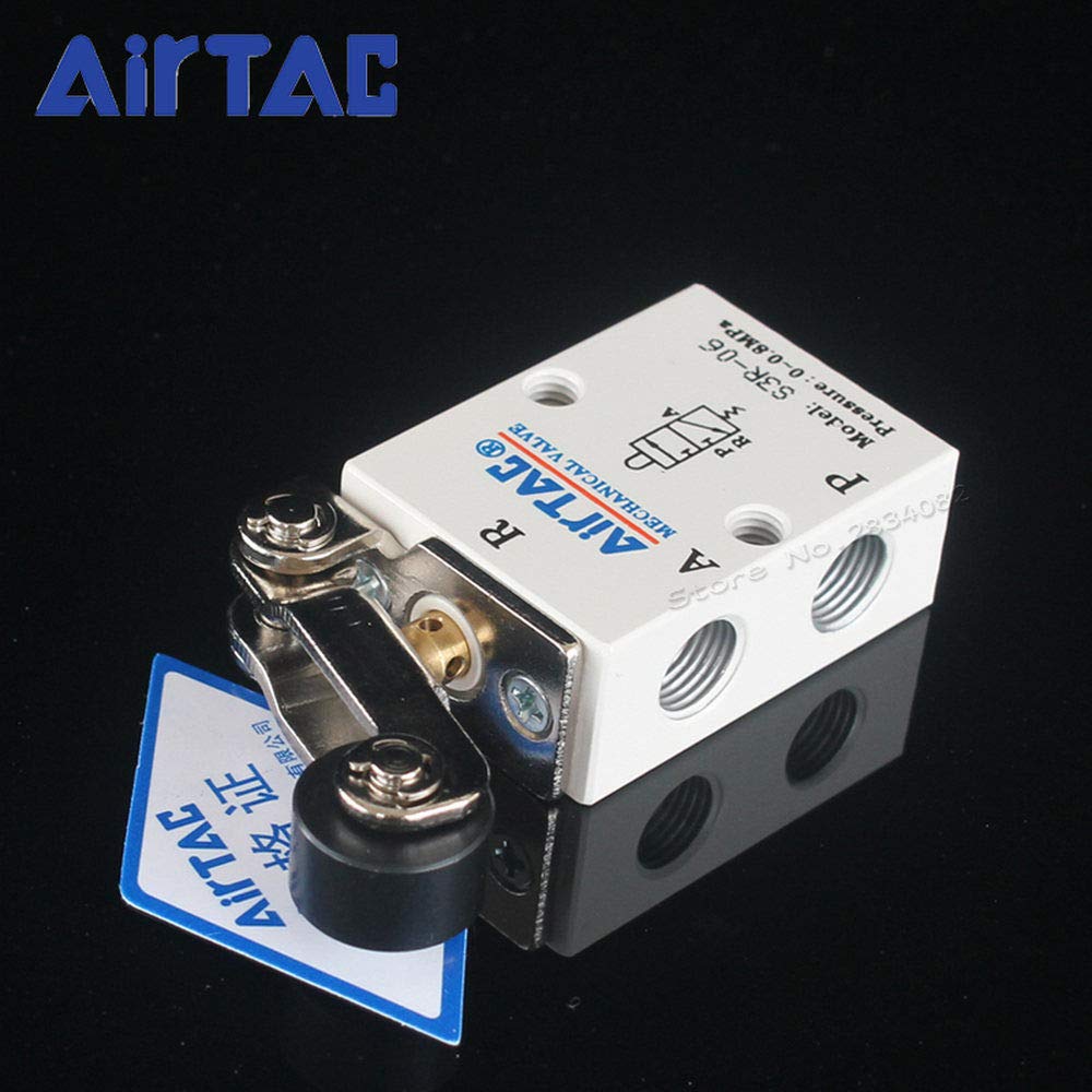 Buy 3 Way 2 Position PT1/8" Mechanical Valve Roller Lever Pneumatic Control Valve S3R06 AirTAC