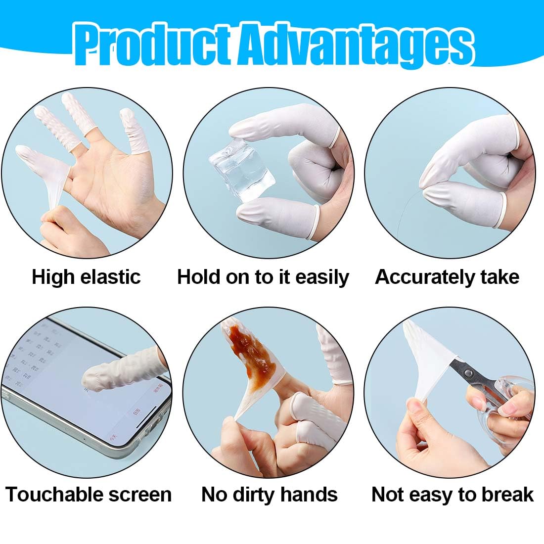 Fingerlinge | 200 Stück Antistatischer Fingerschutz Latex Finger Cot Weiß 6,5Cm X 2Cm Für Kosmetik Medizin