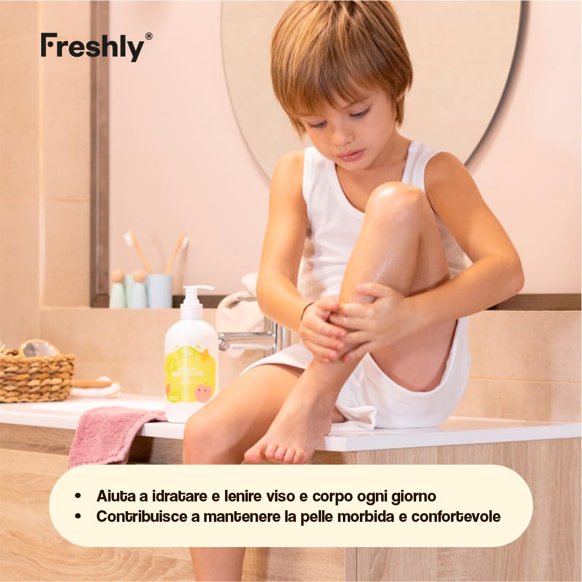 Freshly Cosmetics | Calming Sunflower + Sweet Apple Pack | Crema Viso 50 ml + Crema Corpo 400 ml | Routine Idratante per Neonati e Bambini con Pelle Sensibile
