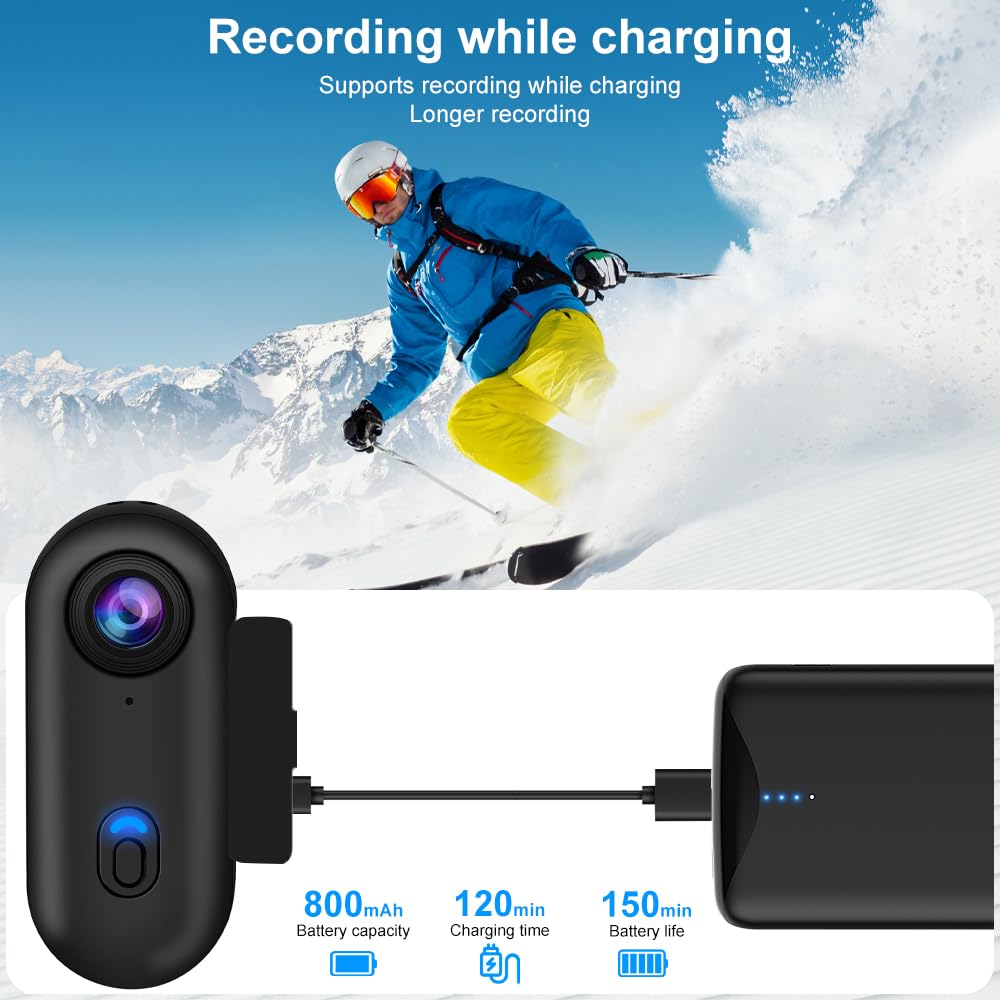 OBEST Mini Cámara Deportiva con 128GB Camara Acción Impermeable App Bodycam | Cámara Casco Moto 360 WiFi Magnética 1080P Camera Corporal Buceo CAM Vlog POV para Deportes Actividades al Aire Libre Negro