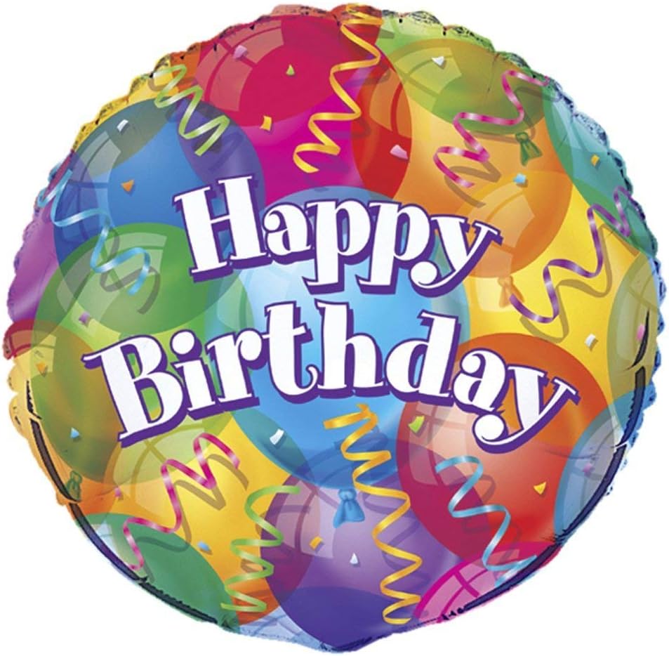Multicolor Brilliant Birthday Round Foil Balloon - 18" (Pack Of 1) - Vibrant & Eye-Catching Party Decoration For All Ages